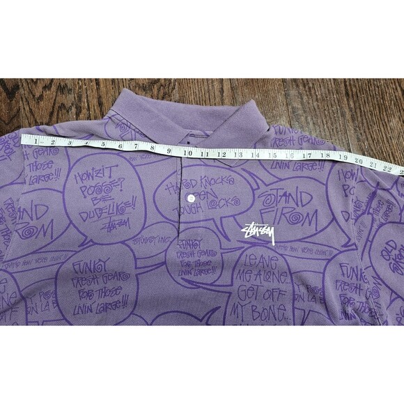 Rare old Stussy all-over print speech bubble polo shirt, size XL - Picture 10 of 13